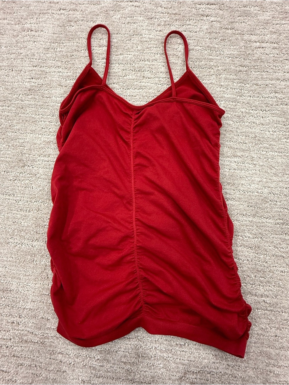 BCBGeneration Red Ruched Spaghetti Strap Tank - Picture 4 of 4